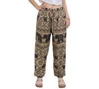 Lofbaz Mujeres Pantalones Harem Boho Cintura Alta Yoga Joggers Ropa Suelta Fluyente Verano Playa Hippie Bohemio Lounge Elefante 1 Marrón OS