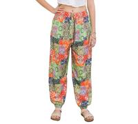 Lofbaz Mujeres Pantalones Harem Boho Cintura Alta Yoga Joggers Ropa Suelta Fluyente Verano Playa Hippie Bohemio Lounge Parche 1 Verde OS
