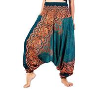 Lofbaz Mujeres Rose 1 Smocked Cintura 2 en 1 Harén Mono Pantalones Trullo Verde S