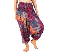 Lofbaz Women's Peacock Harem 2 in 1 Jumpsuit Pants Rosa M