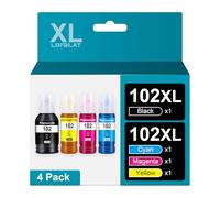 LOFBLAT 102 Cartuchos de Tinta compatibles con Epson 102 Multipack para EcoTank ET-2700 ET-2750 ET-2751 ET-2756 ET-3700 ET-3750 ET-4700 ET-4750 ET-15000 (Negro, Cian, Magenta y Amarillo, 4 Paquetes)