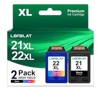 LOFBLAT 21 22 XL, Compatible con HP 21 22, con HP DeskJet 3940 D1530 D1560 D2360 D2460 F380 F390 F2180 F4180 Officejet 4315 4355 PSC 1410(2 Pack)