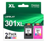 LOFBLAT 301 XL, Compatible con HP 301XL, con HP Deskjet 2540 1050 1510 3050A 2050 1000 Envy 4500 4508 5530 Officejet 4630 2620 (2 Pack)