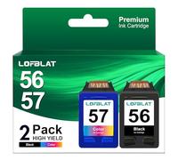 LOFBLAT 56XL, Remanufacturados para HP 56 XL 57 XL, Compatible para DeskJet 450ci 5150 5550 9680 OfficeJet 4212 4215 PSC 1210 1215 Photosmart 7550 7760 (Negro y Tricolor)