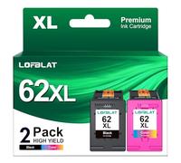 LOFBLAT 62XL, Cartuchos de Tinta, Compatible con HP 62 XL, Compatible con HP Envy 5540 5640 5740 5547 5548 5642 5644 OfficeJet 5740 5742 200 250