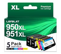 LOFBLAT 950XL 951XL Cartuchos compatibles con HP 950 951 XL Multipack para HP Officejet Pro 8600 8610 251dw 276dw 8100 8615 8620 8640 (negro cian amarillo magenta, paquete de 5)