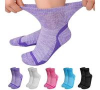 LOFIR Calcetines Diabéticos Tobilleros para Mujer: Calcetines Cortos de Bambú sin Goma y sin Costuras - Puño Extra Ancho con Suela Acolchada para Pies con Linfedema Multicolor 5 Pares 43-46