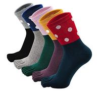 LOFIR Calcetines Divertidos de Algodón para Mujer Con Dedos Separados, Dibujos de Animal Perro Gato, Invierno, Talla 36-41, 5 Pares