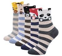 LOFIR Calcetines Divertidos de Algodón para Mujer Con Dibujos de Animal Perro Gato, Vistosos, de Invierno, Talla 35-41, 5 Pares