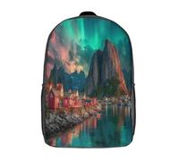 Lofoten Islands Norte Luces And Red Houses Mochilas Infantiles 3D Impreso Niños De Colegio Viajes Deportes Bolsa De Escuela 17inch