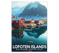 Lofoten Islands - Old School Poster Style (Wall Calendar 2026 DIN A2 portrait), CALVENDO 12 Month Wall Calendar: A collection of Norwegian posters in an Old School style