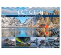 Lofoten, Norway's untamed beauty in Winter (Wall Calendar 2027 DIN A3 landscape), CALVENDO 12 Month Wall Calendar: Majestic mountains, frozen fjords and red, wooden cabins