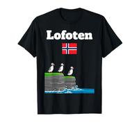Lofoten souvenir Puffin Colony Sea Cliffs Noruega bandera Camiseta
