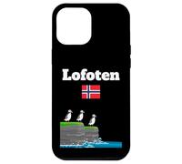 Lofoten souvenir Puffin Colony Sea Cliffs Noruega bandera Carcasa para iPhone 12 Pro Max