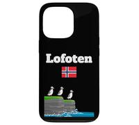 Lofoten souvenir Puffin Colony Sea Cliffs Noruega bandera Carcasa para iPhone 13 Pro