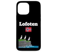 Lofoten souvenir Puffin Colony Sea Cliffs Noruega bandera Carcasa para iPhone 13 Pro Max