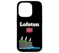 Lofoten souvenir Puffin Colony Sea Cliffs Noruega bandera Carcasa para iPhone 14 Pro