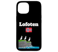 Lofoten souvenir Puffin Colony Sea Cliffs Noruega bandera Carcasa para iPhone 15