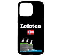 Lofoten souvenir Puffin Colony Sea Cliffs Noruega bandera Carcasa para iPhone 15 Pro Max