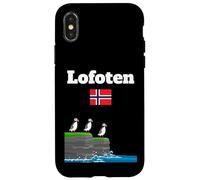 Lofoten souvenir Puffin Colony Sea Cliffs Noruega bandera Carcasa para iPhone X/XS