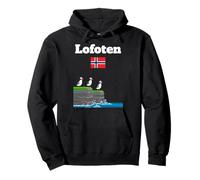 Lofoten Souvenir Puffin Colony Sea Cliffs Noruega Bandera Sudadera con Capucha