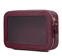 LOFOWN Bolsa de maquillaje transparente pequeña bolsa de cosméticos y artículos de aseo impermeable, bolsa de viaje para mujer, organizador de maquillaje para coche con cremallera, Borgoña, Small-1