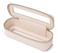 LOFOWN Bolsa transparente para brochas de maquillaje, neceser de viaje transparente con cremallera para mujer, C/Beige, Delgado, Bolsa transparente para brochas de maquillaje