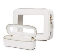 LOFOWN Pequeña bolsa de maquillaje transparente para viaje, bolsa de aseo de viaje, organizador de cosméticos, aprobado por la TSA, bolsa de maquillaje transparente con cremallera esencial para el