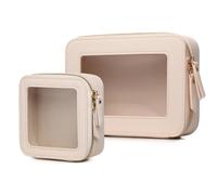 LOFOWN Pequeña bolsa de maquillaje transparente para viaje, bolsa de aseo de viaje, organizador de cosméticos, aprobado por la TSA, bolsa de maquillaje transparente con cremallera esencial para el