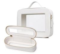 LOFOWN Pequeña bolsa de maquillaje transparente para viaje, bolsa de aseo de viaje, organizador de cosméticos, aprobado por la TSA, bolsa de maquillaje transparente con cremallera esencial para el