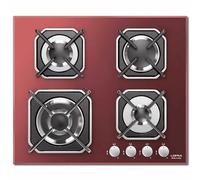 Lofra Cocina De Gas Mercurio Hgr6G0 60Cm Acabados De Cristal Rojo 4 Fuegos