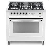 Lofra Pbpg96Gvt/C Cocina 90Cm Blanco Perla Horno Gas Ventilado 5 Fuegos