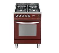 Lofra Pr66Gvt/C Cocina Rainbow 60Cm Rojo Burgundy Horno Gas Ventilado 4 Fuegos