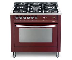 Lofra Prg96Gvt/C Cocina 90Cm Horno A Gas Ventilado 5 Fuegos Rojo Burdeos