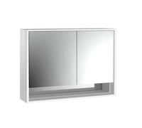 loft Armario con espejo iluminado y estante inferior, 1000mm, 2 puertas, modelo de superficie, aluminio/blanco, 979806216, Versión: puerta ancha izquierda