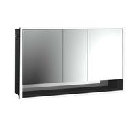loft Armario con espejo iluminado y estante inferior, 1600mm, 3 puertas, modelo empotrado, 979813523, Color: negro/espejo