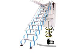 Loft - Escalera telescópica eléctrica invisible para montar en la pared, plegable, con pasamanos para uso doméstico y comercial con pasamanos (azul, 80/120 cm)