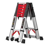 Loft Ladders - Escalera telescópica ajustable con barra estabilizadora y ruedas, escalera plegable múltiple para mantenimiento de edificios y hogar (1,9 m)