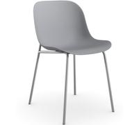 Loft24 Juego de 2 sillas de comedor en plástico gris con patas en metal gris