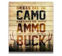 Log Cabin Hunting Wall Art, Camo Deer Antlers Rustic Decor for Hunter Gift(Unframed,12x18inch(30x45cm))