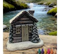 Log-Cabin Incense Burner with Chimney, Resin Snow Scene Small & Realistic, with 60/120 Incense Sticks, Create a Warm Atmosphere, Enjoy a Quiet Moment, for Family, Yoga, ETC (with 60 Incense Sticks)
