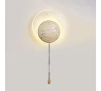 Log Natural Stone Bedside Lamp Minimalism Glass Circular Shape with Switch Source Wall Light for Cloakroom Corridor Hallway Foyers(Style2)