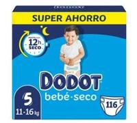 LOGAN Pañales talla 5, para niños de 11 a 16 kilogramos DODOT Bebé-seco 116 uds.