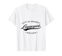 Logansport Indiana City of Bridges Retro Logo Hombres y Mujeres Camiseta