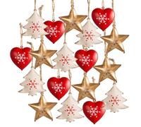 Logbuch-Verlag 18 colgantes navideños dorados rojos y blancos para árbol de Navidad, de metal, 4 cm