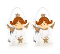 Logbuch-Verlag 2 bolsas de regalo de ángel de la princesa de fieltro, comunión para rellenar, caja de regalo, color blanco y dorado, 14 cm