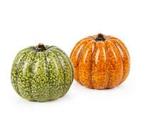 Logbuch-Verlag 2 pequeñas calabazas decorativas de cerámica, 8,5 cm, color naranja y verde