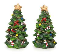 Logbuch-Verlag 2 pequeños árboles de Navidad mini árbol de Navidad figuras artificiales árboles de Navidad miniatura 11 cm verde oro rojo
