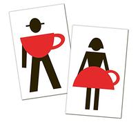 Logbuch-Verlag 2 placas WC puerta de baño de aluminio 10 x 16 cm negro y rojo hombre mujer - cartel wc puerta original - pegatina puerta baño wc