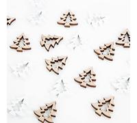 Logbuch-Verlag 24 árboles de Navidad Decorativos de Madera Color marrón y Blanco 3 cm - Mini arbolitos de Navidad de Madera para Manualidades y decoración